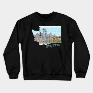 Washington State Outine (Seattle Drawing) Crewneck Sweatshirt